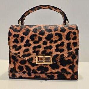 NWOT Leopard Print Box Clutch Handbag